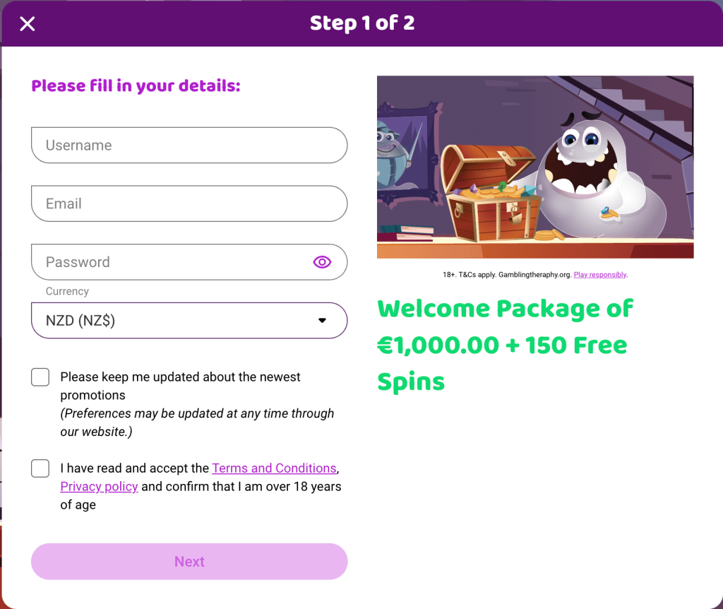 Boo Casino Login at the Official NZ Website, Registration Process